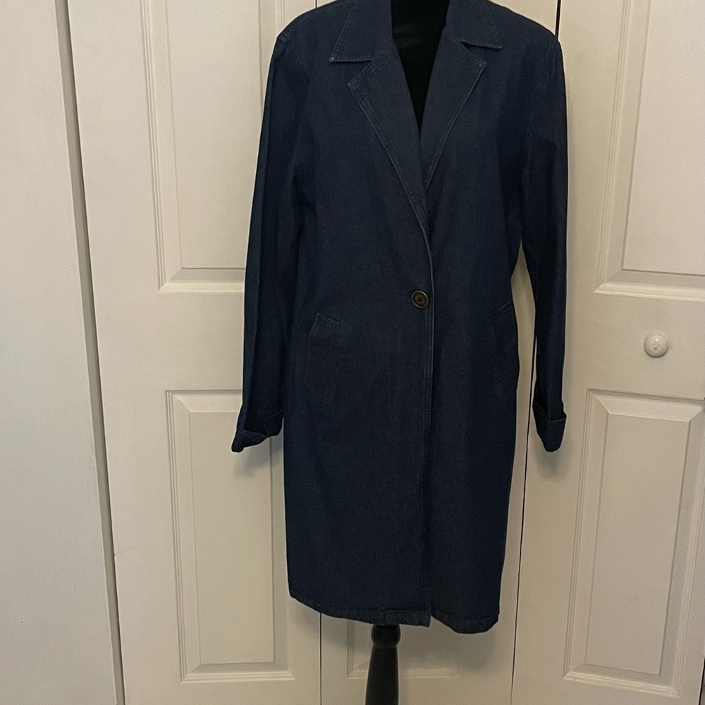 Vintage BFA Classics Denim Duster Jacket Size Medium 37-inches Long